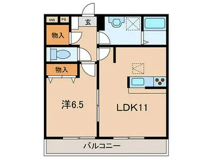 プリムローズK(1LDK/1階)の間取り写真