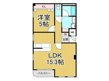 クレインコート夙川(1LDK/2階)の間取り写真
