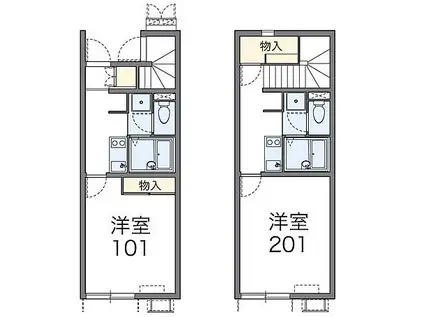 レオネクストRYUSEI(1K/2階)の間取り写真