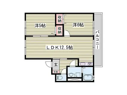 フルーヴ(2LDK/1階)の間取り写真