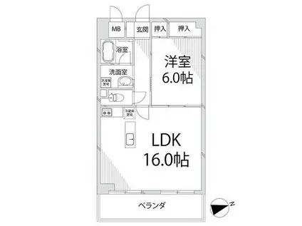 青山NKマンション(1LDK/3階)の間取り写真