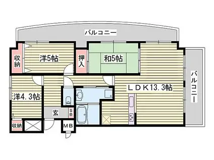 ビューティフルライフ(3LDK/7階)の間取り写真