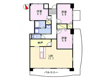 メゾン芳村(3LDK/1階)の間取り写真