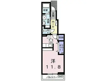 アネモスヒルズ姫路I(ワンルーム/1階)の間取り写真