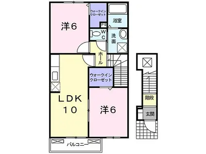 フォルストI(2LDK/2階)の間取り写真