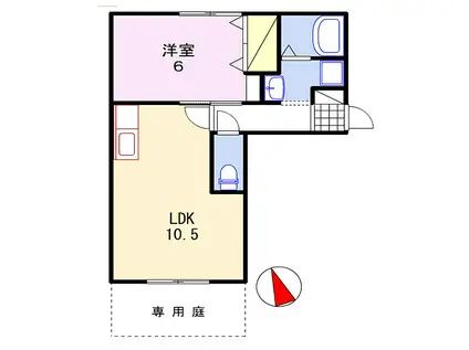 クレール糸井(1LDK/1階)の間取り写真