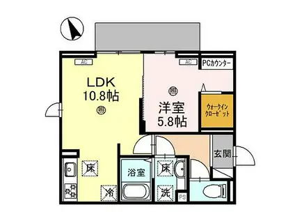 D-PLACE駅南大路(1LDK/2階)の間取り写真