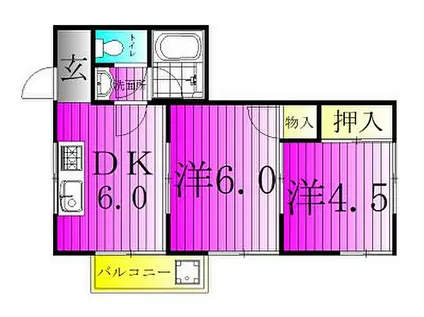 シャトーレメゾン(2DK/2階)の間取り写真