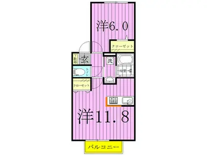 ルミエール参番館(1LDK/1階)の間取り写真