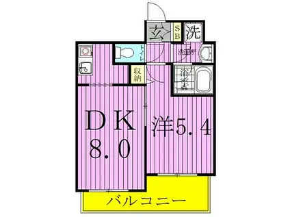 グランビューネレジデンス(1DK/3階)の間取り写真