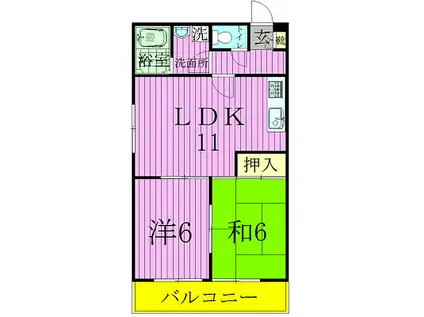 オレンジ・ペコ(2LDK/1階)の間取り写真