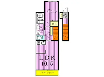 エクセール(1LDK/2階)の間取り写真