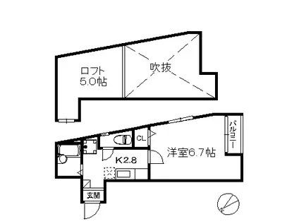 ドリームパレス高宮(1K/1階)の間取り写真