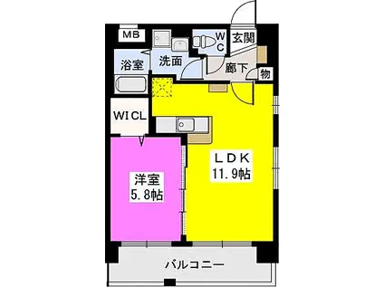 パークサイド ソレイユ(1LDK/1階)の間取り写真