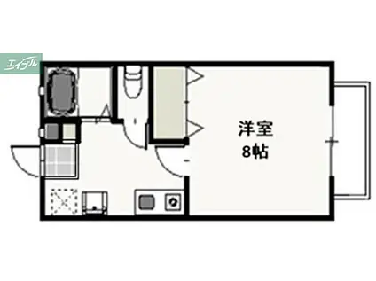 JR宇野線 大元駅 徒歩9分 2階建 築26年(1K/2階)の間取り写真
