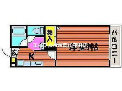 JR赤穂線 西大寺駅 徒歩13分 3階建 築20年(1K/3階)の間取り写真