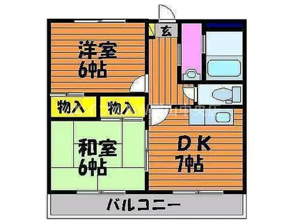 クオリティ東古松(2DK/2階)の間取り写真