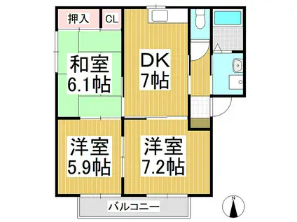 バリュージュヤマト(3DK/1階)の間取り写真