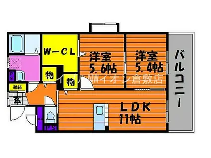井原鉄道 川辺宿駅 徒歩11分 4階建 築10年(2LDK/4階)の間取り写真