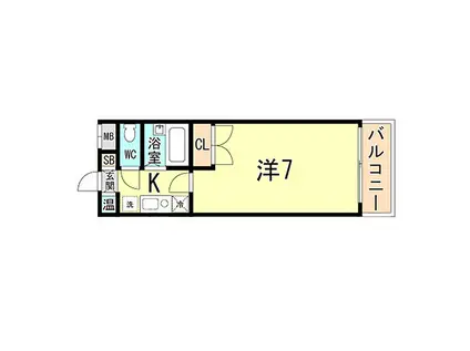 山陽電鉄本線 須磨寺駅 徒歩7分 5階建 築27年(1K/1階)の間取り写真