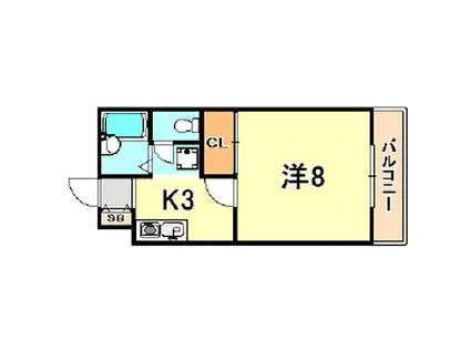 山陽電鉄本線 須磨寺駅 徒歩1分 2階建 築28年(1K/2階)の間取り写真