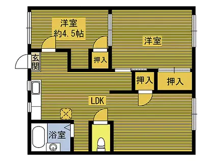 第1上野ハイツ(2LDK/1階)の間取り写真
