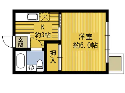 大川ハイツ(1K/4階)の間取り写真