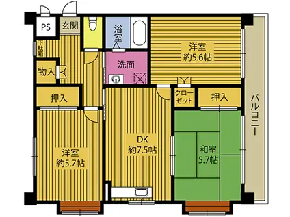 グリーン新地(3DK/2階)の間取り写真