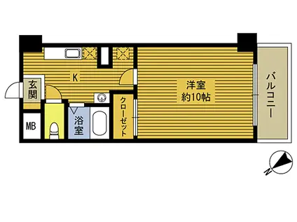 JR日豊本線 大在駅 徒歩10分 7階建 築26年(1K/7階)の間取り写真