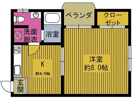 メゾン舞鶴(1DK/4階)の間取り写真