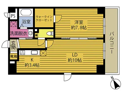 S-FORT大分寿町(1LDK/6階)の間取り写真