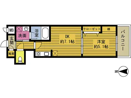 RESCO長浜(1DK/4階)の間取り写真