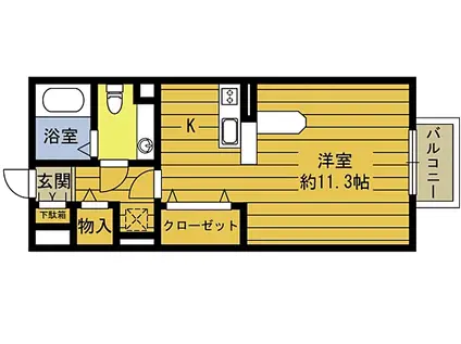 アベニール羽田(ワンルーム/2階)の間取り写真