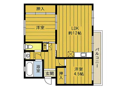 コートバイカル(2LDK/1階)の間取り写真