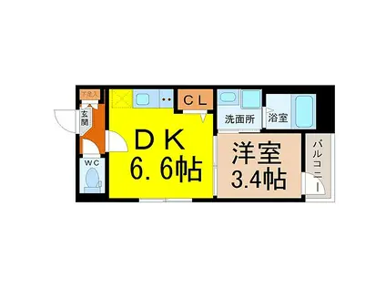 ハーモニーテラス野並X(1DK/3階)の間取り写真
