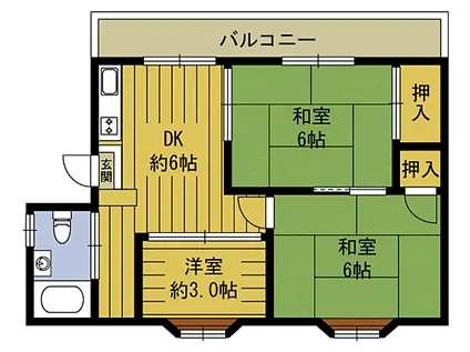 伊東コーポ荏隈(3DK/4階)の間取り写真