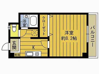 マンション雄城坂(1K/2階)の間取り写真