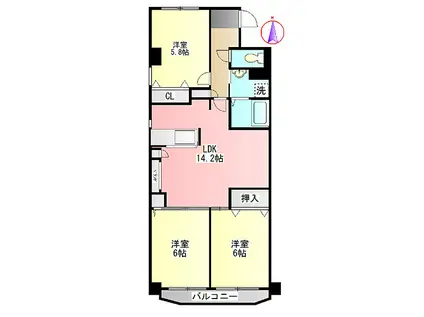 シティライフ東起(3LDK/1階)の間取り写真