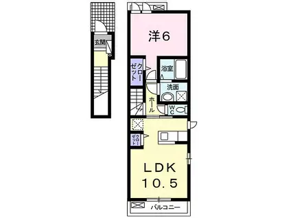 サニーガーデン氷室(1LDK/2階)の間取り写真