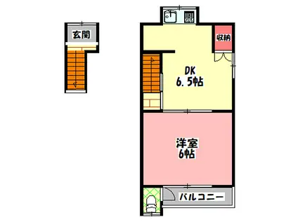 京阪本線 西三荘駅 徒歩10分 2階建 築60年(1DK)の間取り写真