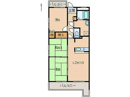 ドミール堀止 弐番館(3LDK/2階)の間取り写真