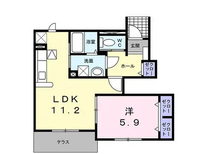 ブランシュール I(1LDK/1階)の間取り写真