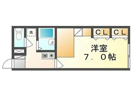 JR土讃線 金蔵寺駅 徒歩77分 2階建 築21年(1K/2階)の間取り写真