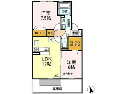 JR高徳線 志度駅 徒歩11分 2階建 築15年(2LDK/1階)の間取り写真