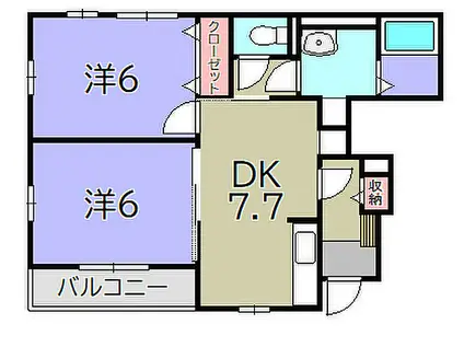 プロヴァンスI号館(2DK/1階)の間取り写真