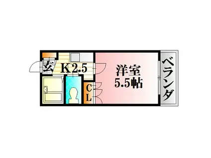 JR可部線 中島駅(広島) 徒歩16分 3階建 築31年(1K/3階)の間取り写真