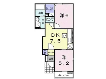ドリームII(2DK/1階)の間取り写真