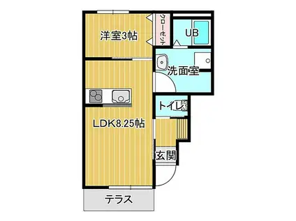 コート・ダカール中津(1LDK/1階)の間取り写真