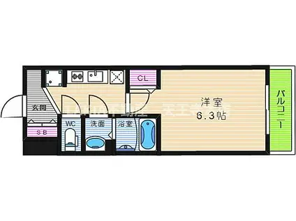 JR大阪環状線 天王寺駅 徒歩7分 14階建 築4年(1K/14階)の間取り写真
