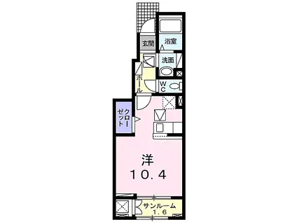 JR宇部線 常盤駅(山口) 徒歩17分 2階建 築1年(ワンルーム/1階)の間取り写真